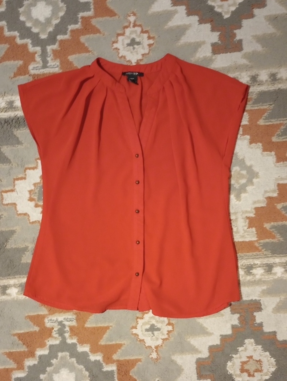 Papermoon Coral Button-Front Cap Sleeve Blouse
